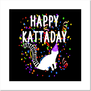Happy Kattaday Madagascar pun colorful fan Posters and Art